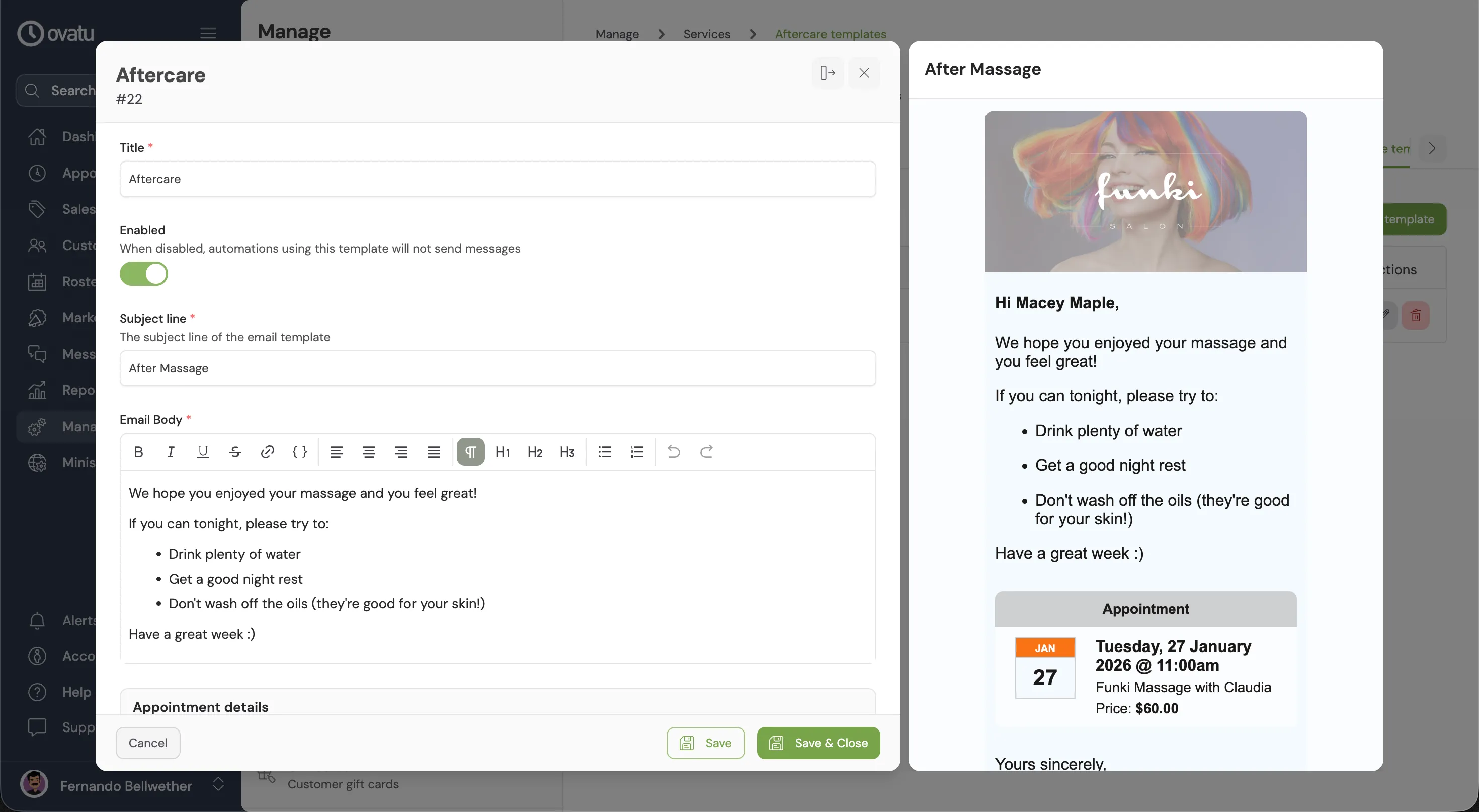 Purchasing a gift card on the Ovatu book.app minisite