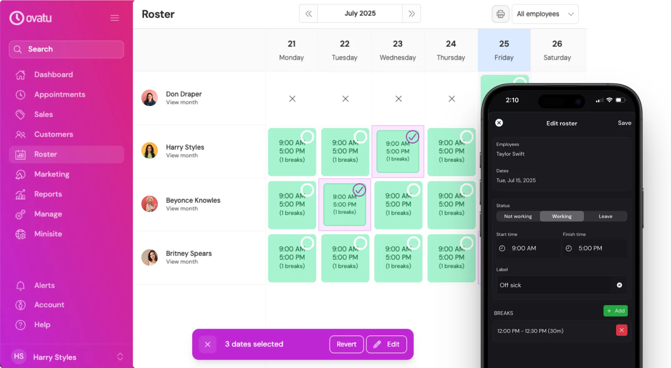 Web app employee roster