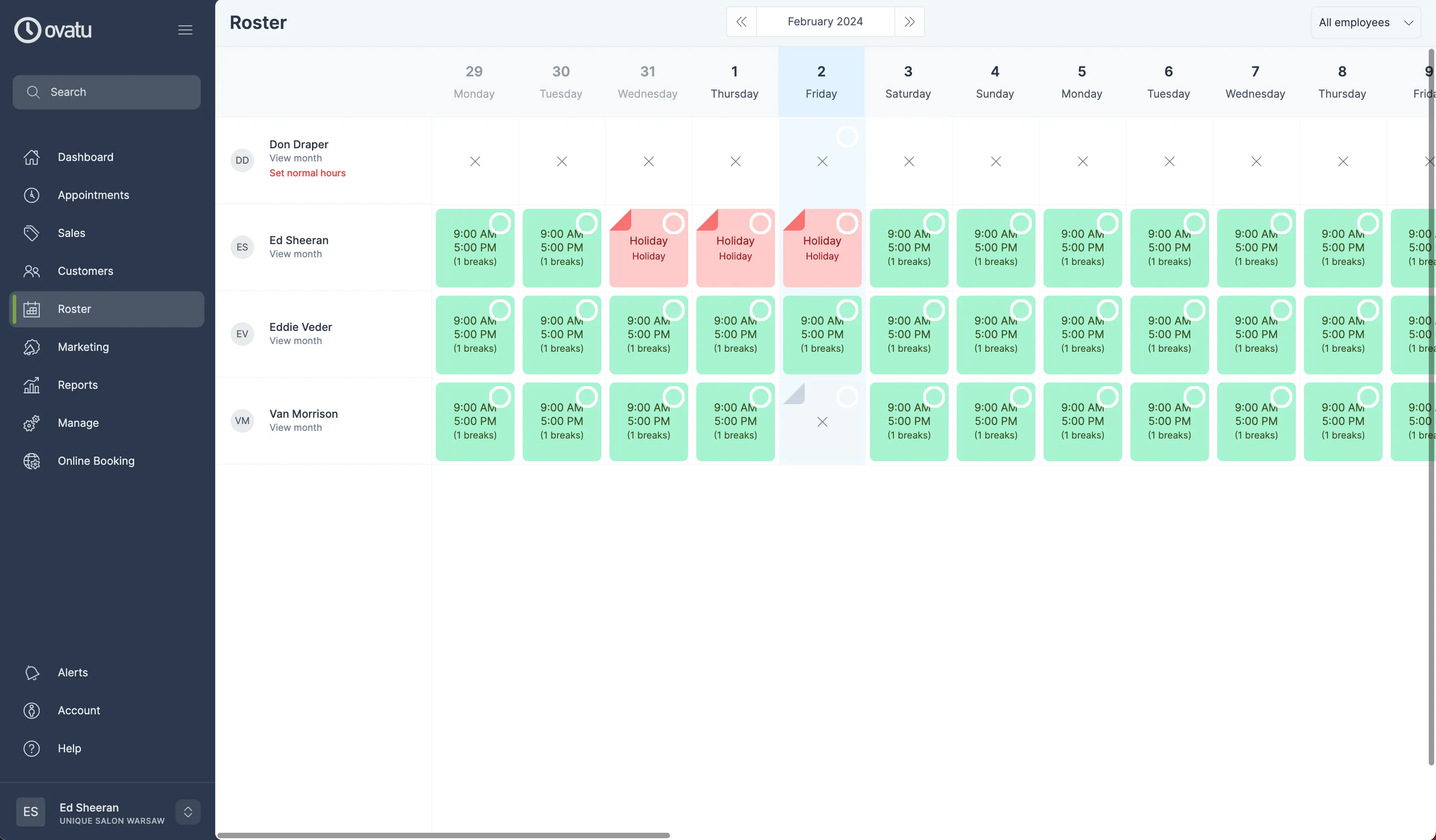 Web app employee roster